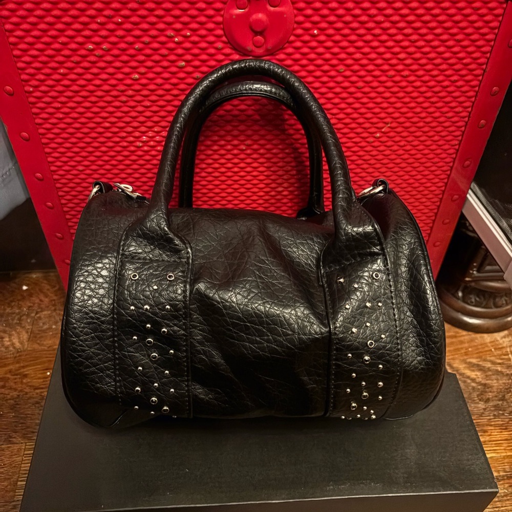 Black Leather Studded Handbag